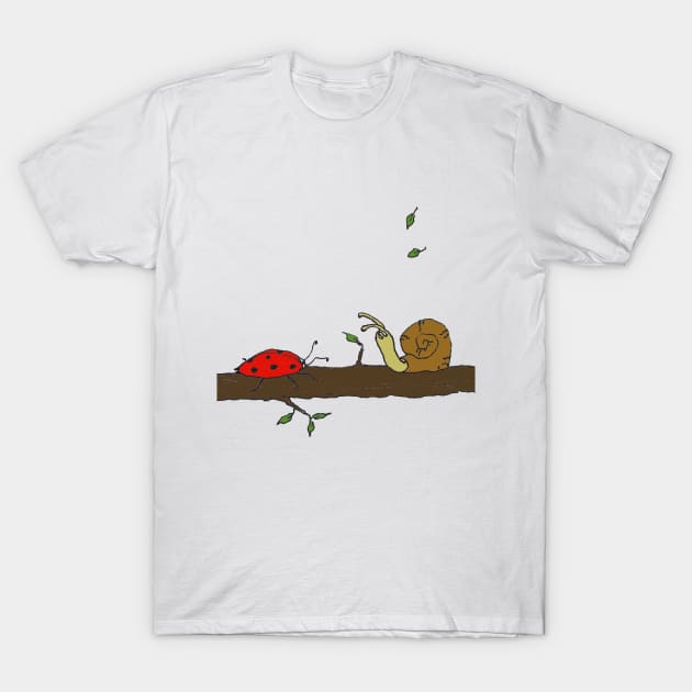 Snail and LadyBug T-Shirt by Lizuza